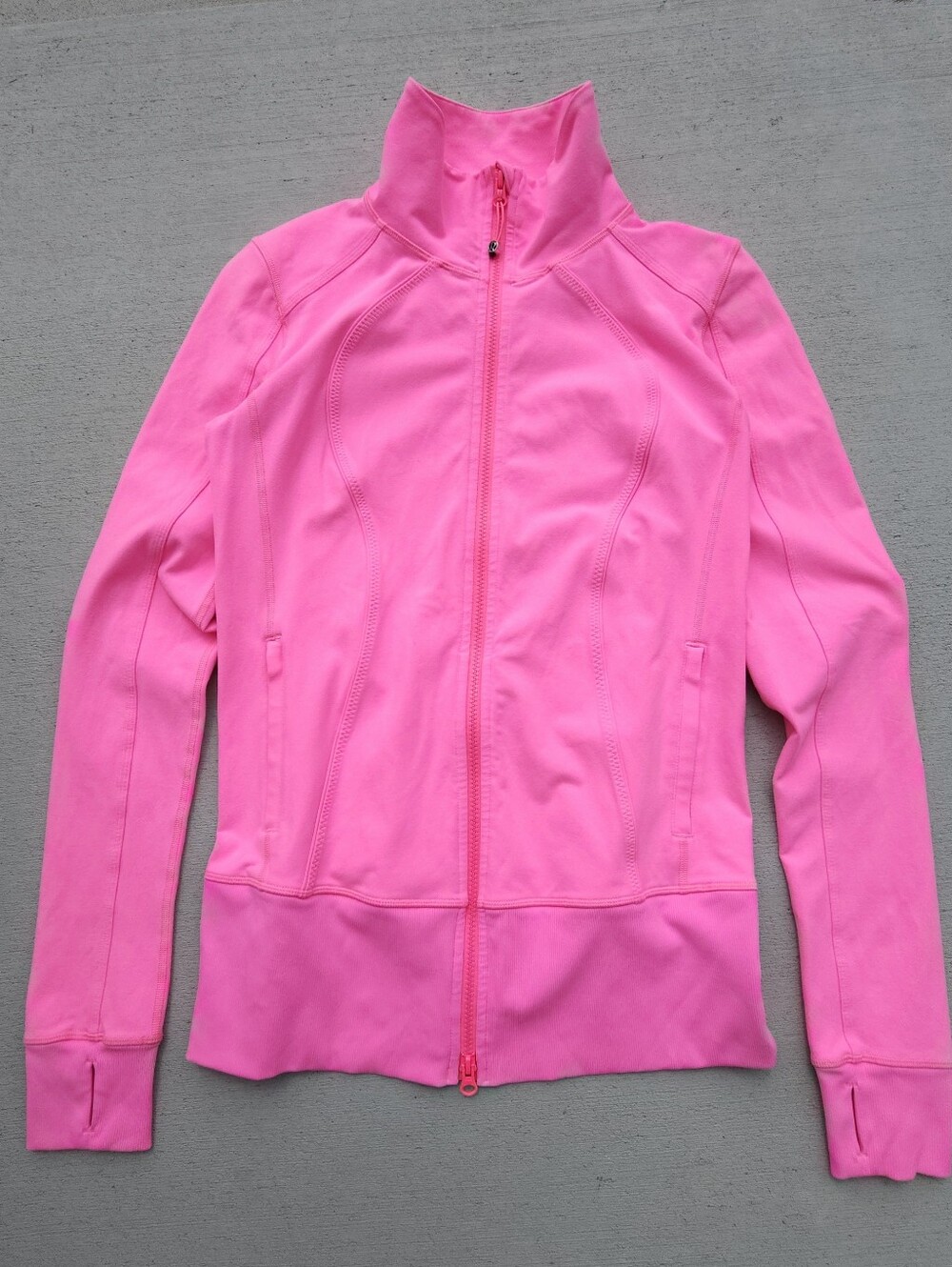 Lululemon 10 Zing Pink Nice Asana Jacket Luon Full Zip Thumbholes NEON